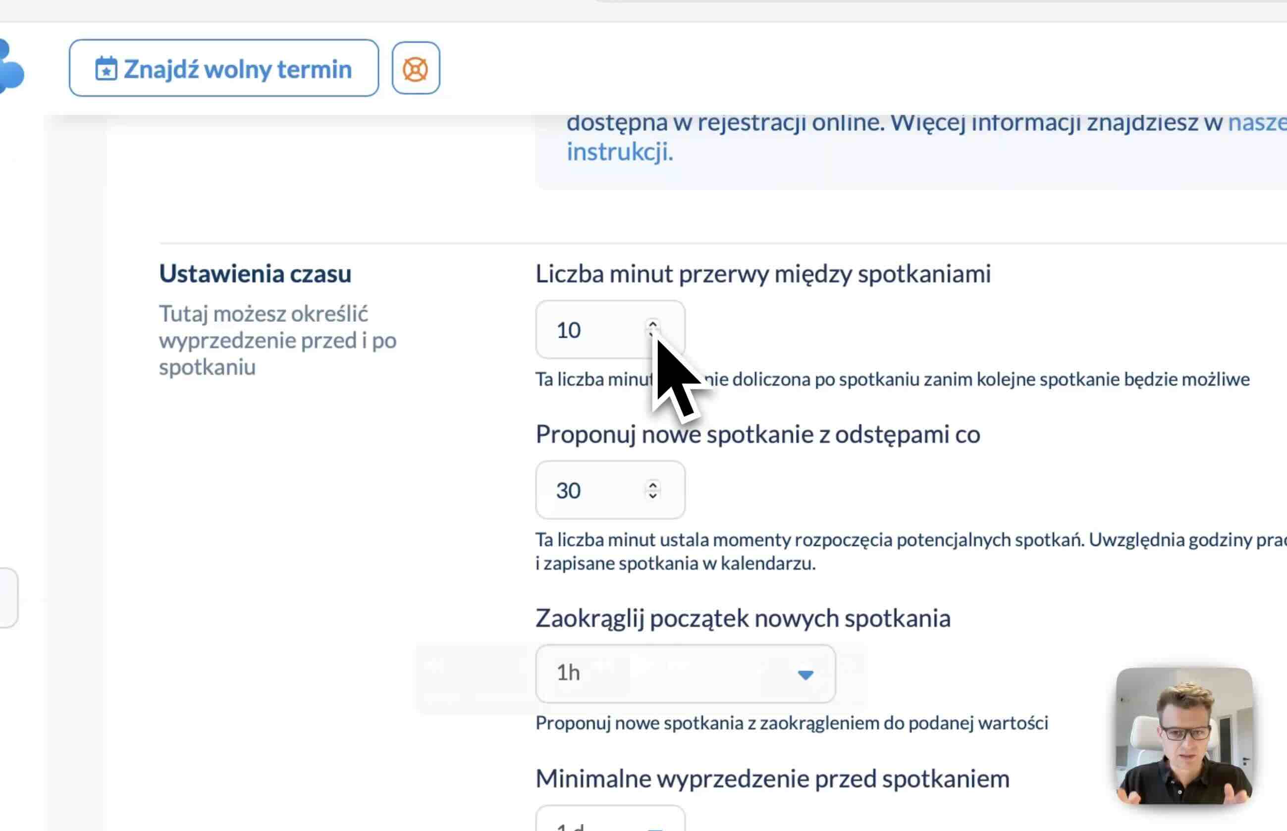 Konfiguracja ustawień rejestracji online.