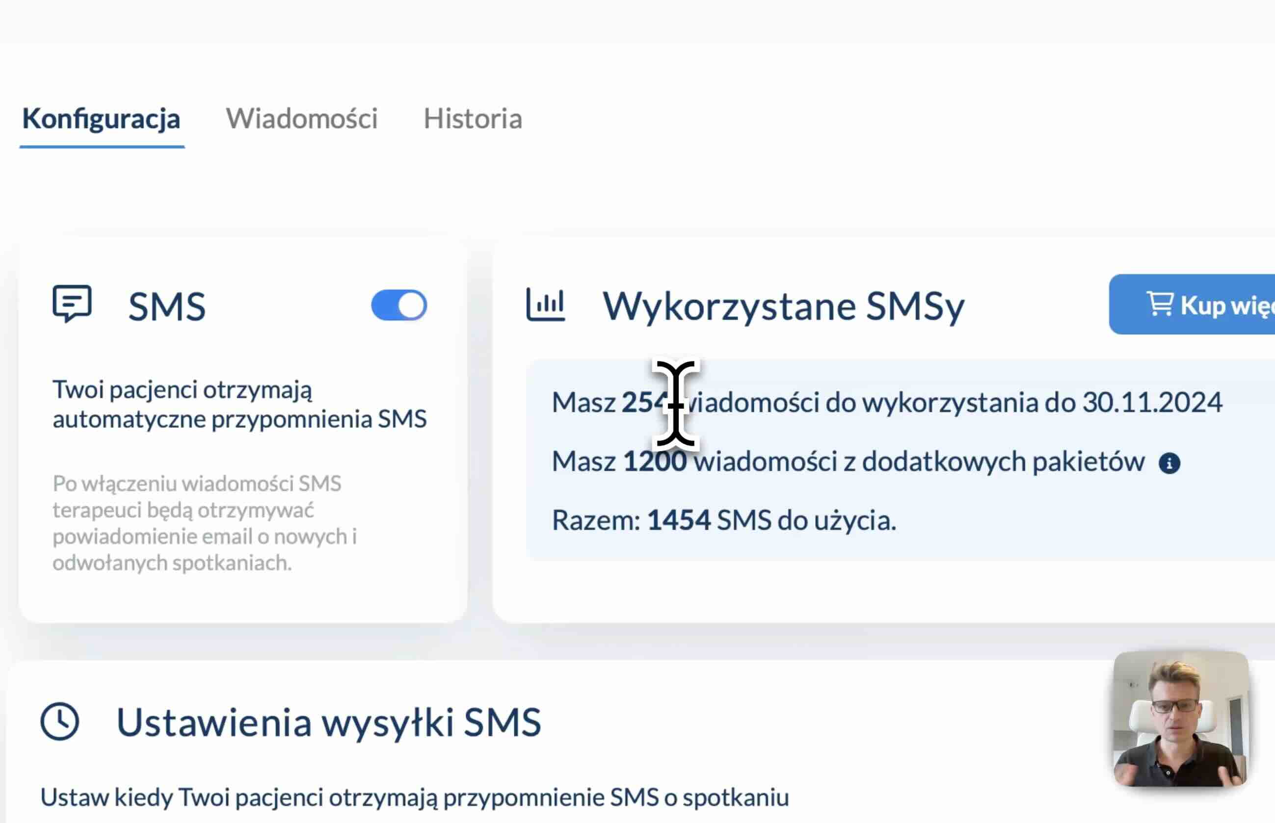 Konfiguracja wysyłki wiadomości SMS.